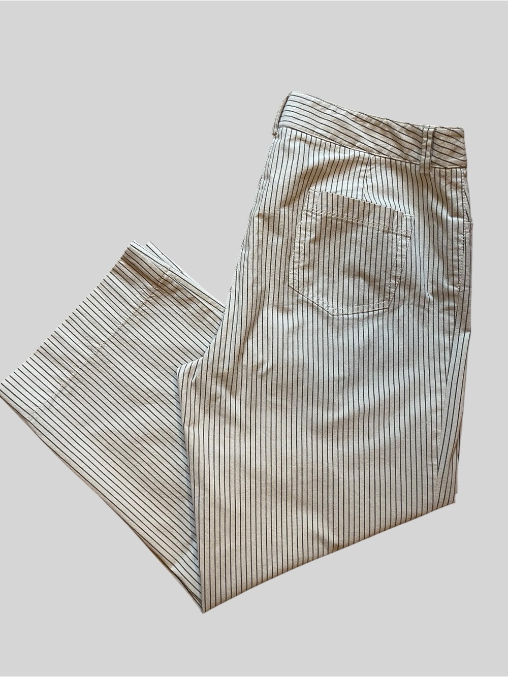 Etcetera Pinstripe Wide Leg Cropped Pants Cream Brown Size 14